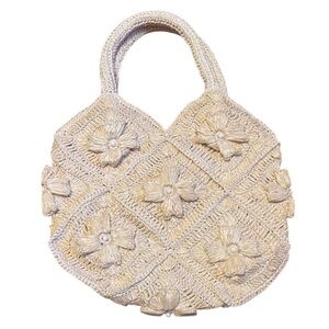 Vintage 1950s Raffia Floral Handbag Made in Japan Walborg Excellent Condition